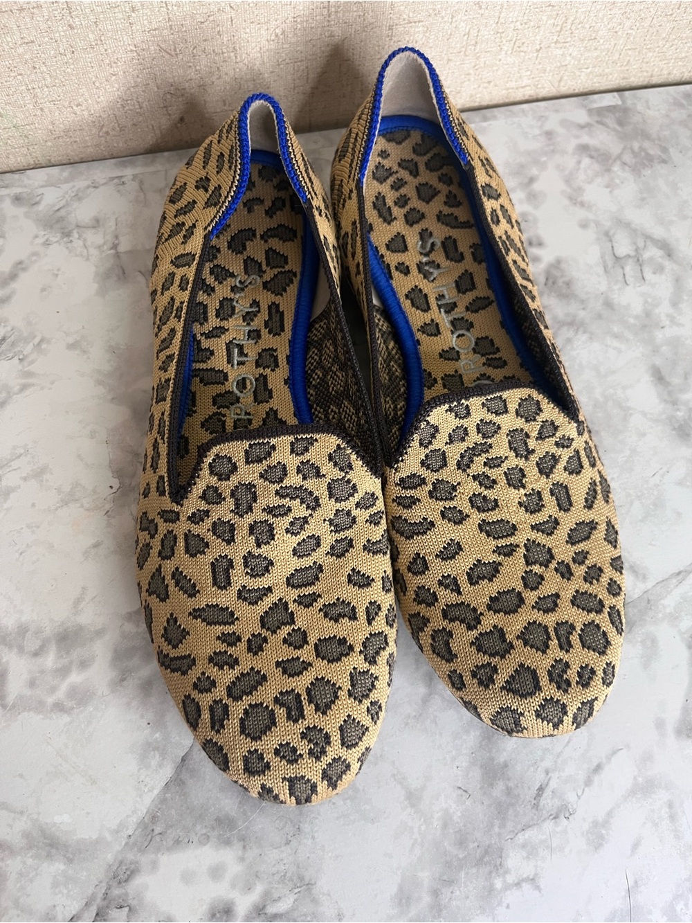 Rothy's THE LOAFER Spotted Leopard Print Flats Retired Blue Halo Women's Size 7